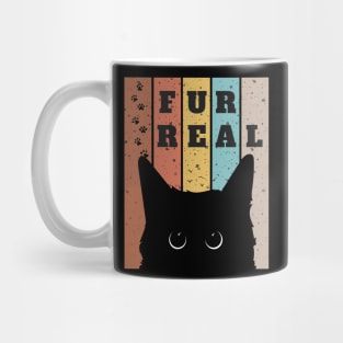 fur real - cute black cat makes eye contact Mug